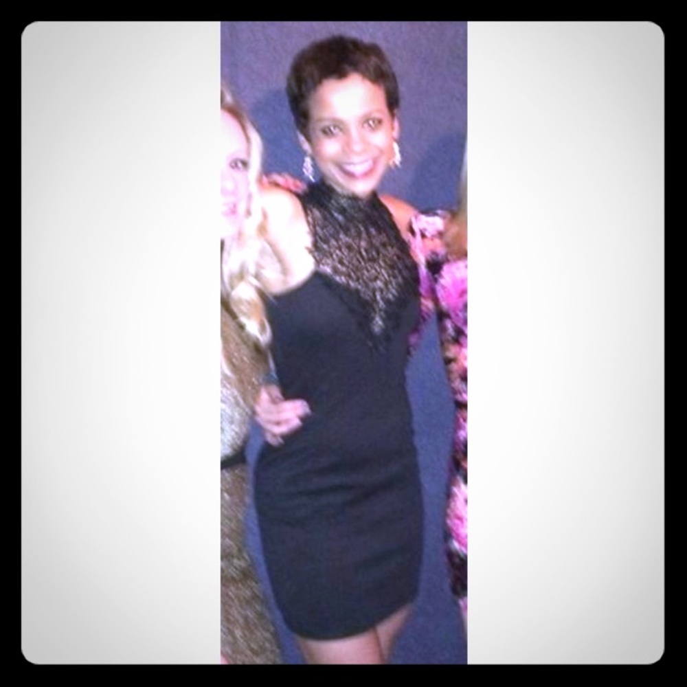 Black halter mini cocktail dress